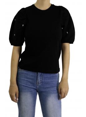 T-SHIRT MANICHE A PALLONCINO E STRASS Only